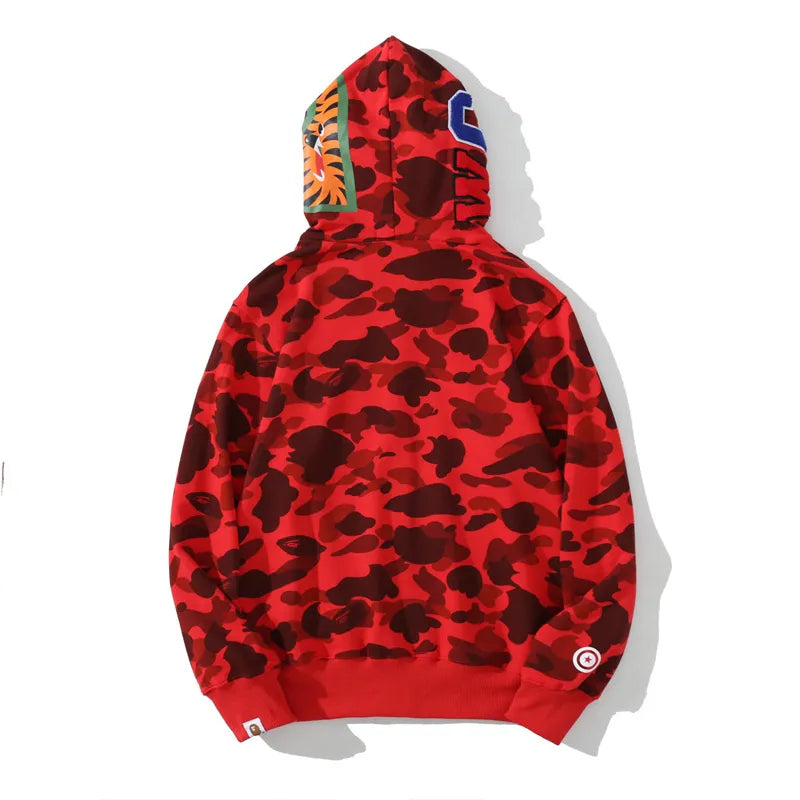 BAPE Color Camo Shark Zip Hoodie Red